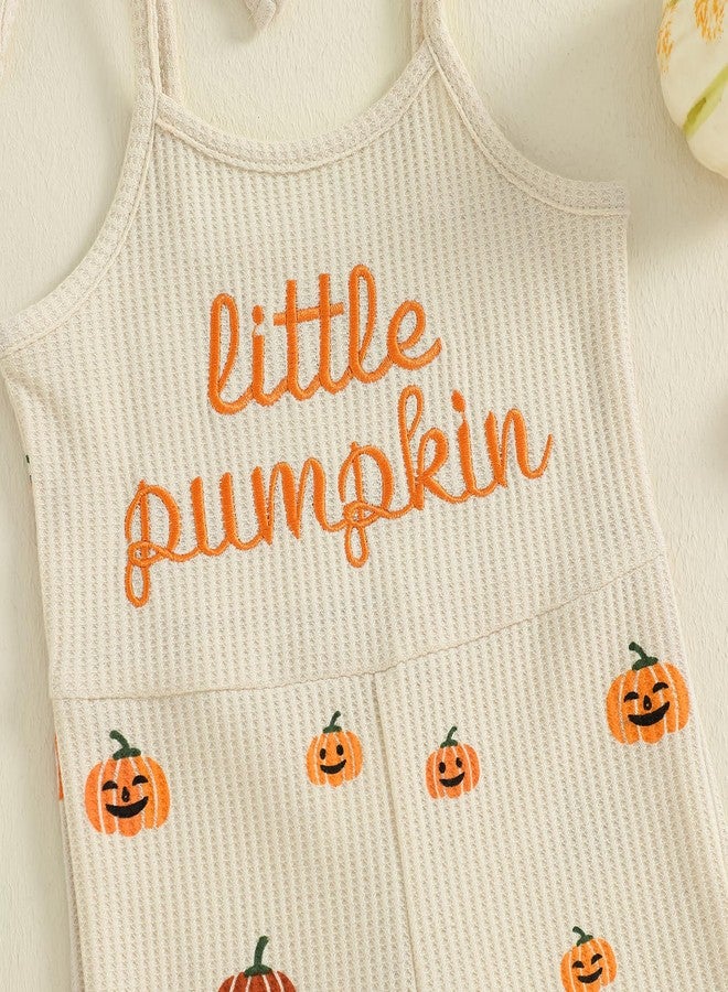 Ayalinggo Baby Girl Halloween Outfit Little Pumpkin Overalls Toddler Romper Spaghetti Strap Jumpsuit Family Matching Outfits Beige Little Pumpkin 6-12 Months - Image 5